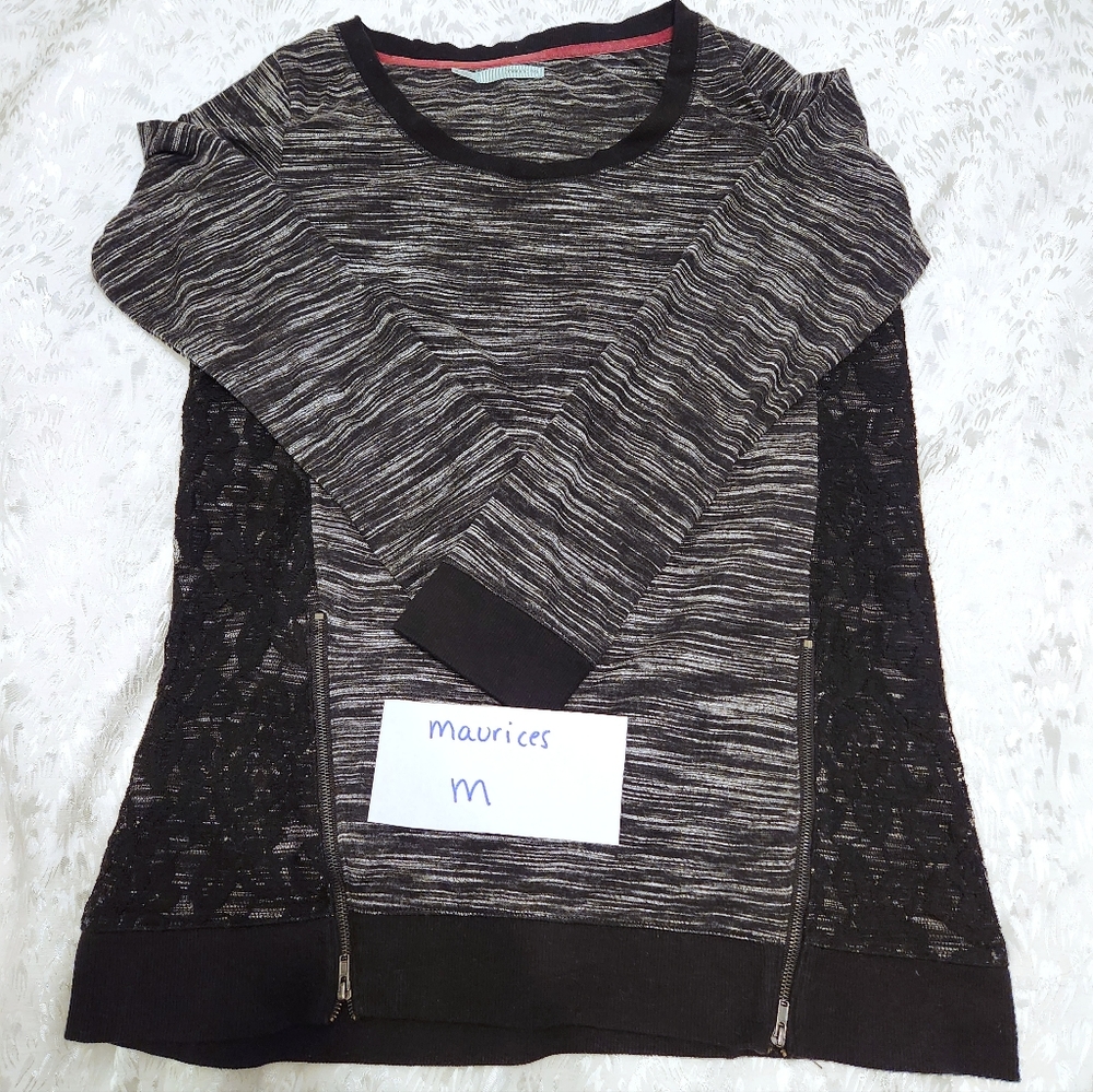 Lace zipper sweatshirt